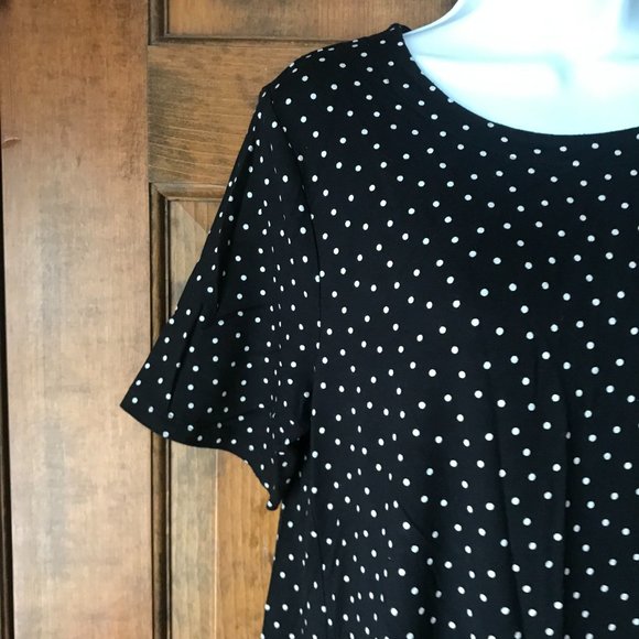 LOFT Black w/White Polka Dots Short Sleeve Dress Size 14 - Picture 6 of 11